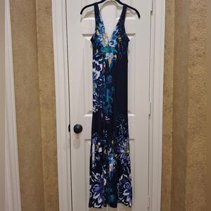 Tahari Blue Floral Maxi Dress